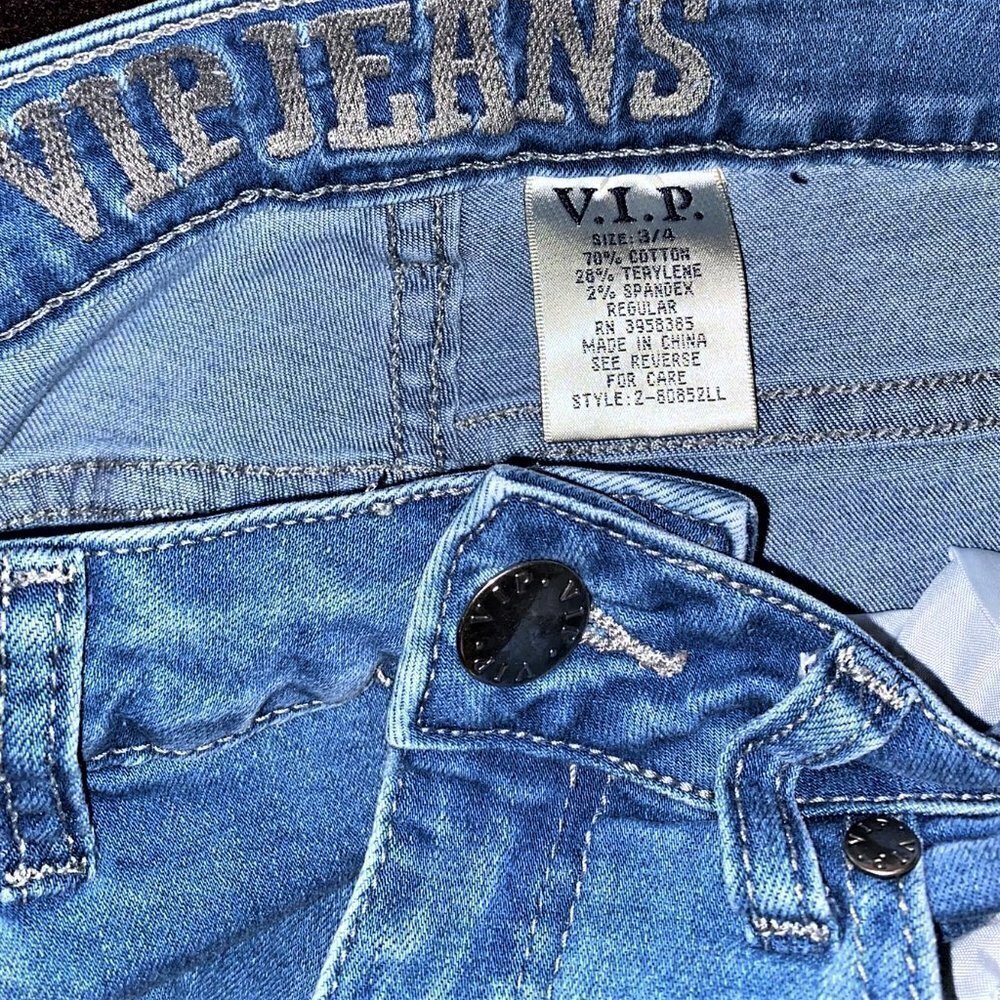NWOT VIP Ripped Retro Vintage Designer Jeans Juniors Size 3/4 - Picture 8 of 10